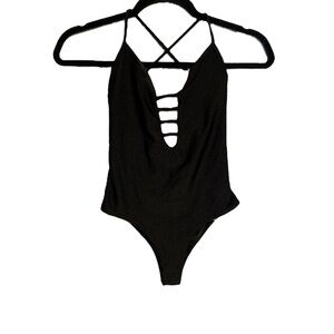 San Lorenzo Black 1 Piece Strappy Swimsuit SZ XS